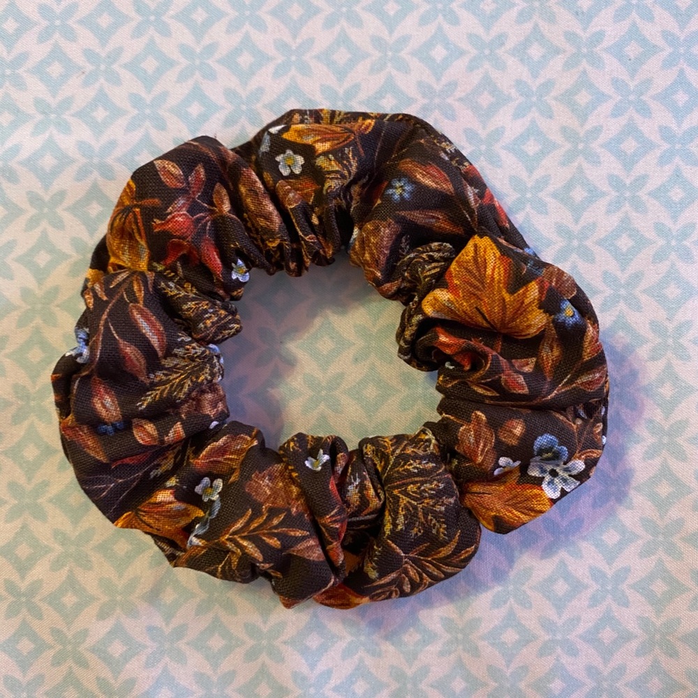 Handmade dark brown harvest scrunchie